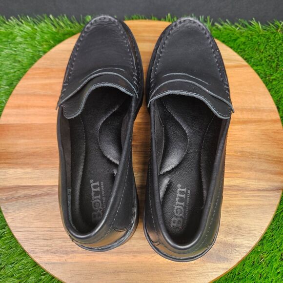 Born Womens Carrera Loafer Size 7.5 M Black Penny Flat Shoe Platform Lug Sole - Picture 7 of 11
